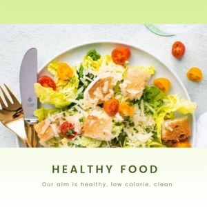 salad, organic food, branding, Green Healthy Food Low Calorie Instagram Post Template