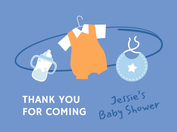 Blue Baby Shower Thank You Card