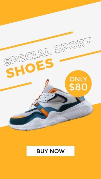 sneakers, footwear, collection, Yellow Special Sports Shoes Sale Instagram Story Template