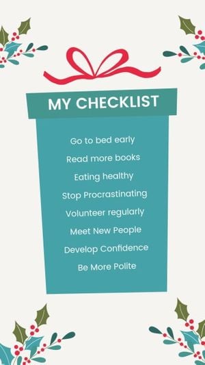 holiday, clean, illustration, Blue New Year Plan Checklist Instagram Story Template