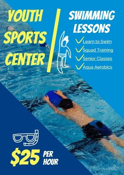 course, ads, flyer, Swimming Class Poster Template