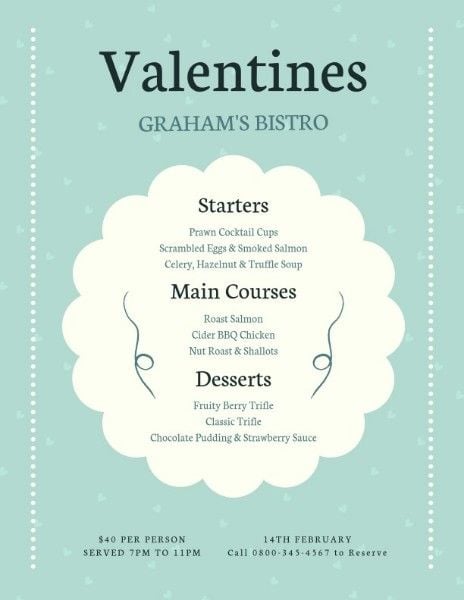 love, business, marketing, Blue Green Valentine Food Sale Menu Template