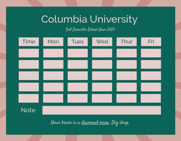term, semester, blank, Green Class Schedule Template