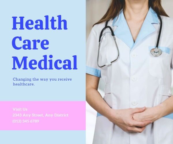 healthy, hospital, woman, Blue Doctor Health Care Medical Facebook Post Template
