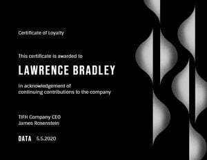 certificate of loyalty, contribution, company, Black White Loyalty  Certificate Template