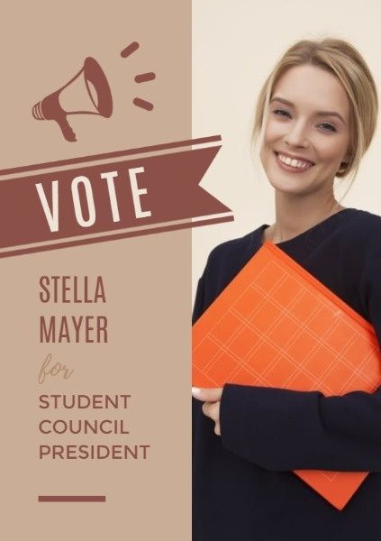 student council president, school president voting, vote, Brown President Voting Flyer Template