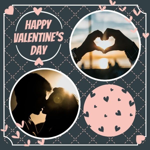 heart, valentines day, couple, Dark Blue Valentine's Day Love Collage Instagram Post Template