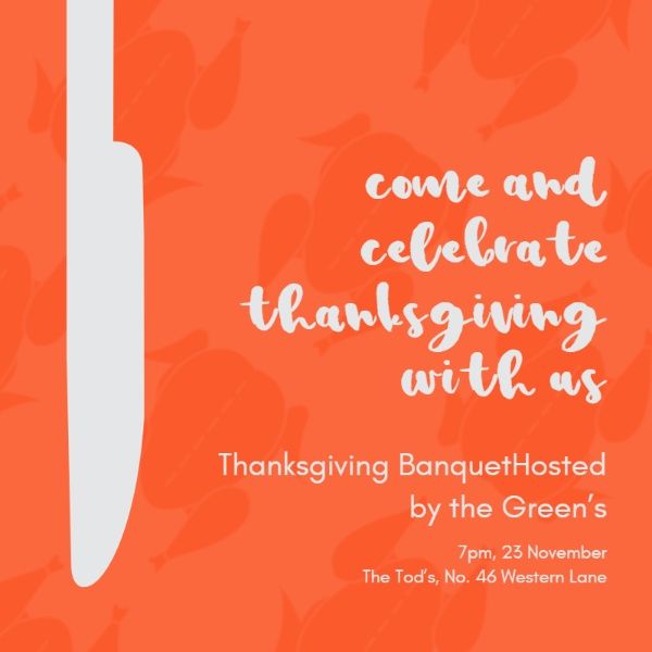 party, event, dinner, Orange thanksgiving banquet invitation Instagram Post Template