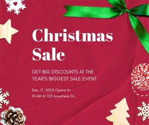xmas, wish, vector, Red Christmas Holiday Promotion Sale Facebook Post Template