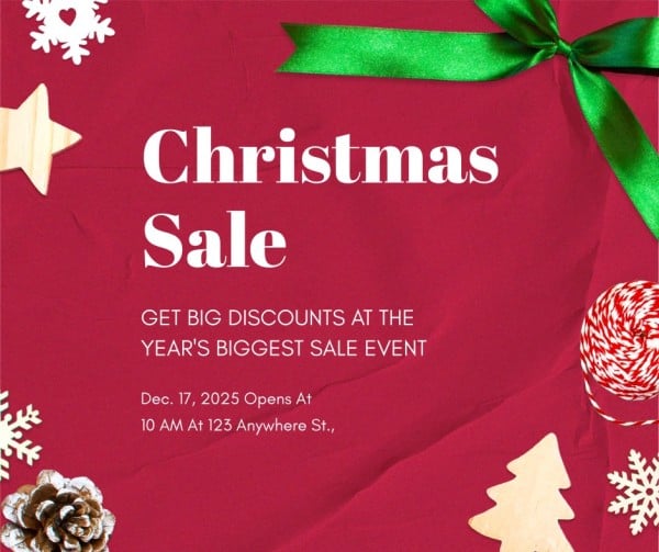 Red Christmas Holiday Promotion Sale Facebook Post