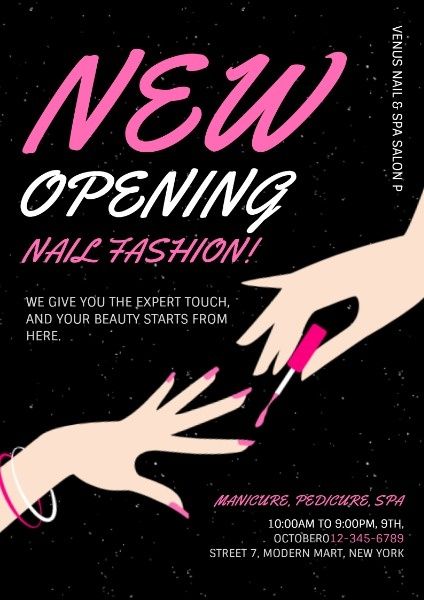 nail shop promotion, nail image design, ad, Nail Fashion Opening Poster Template