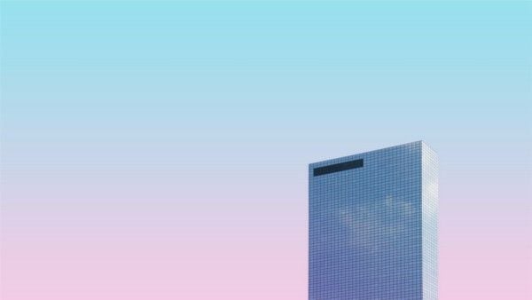 粉红色和蓝色的简约现代城市 电脑壁纸