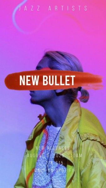 jazz, artists, music, Gradient Cool New Bullet Instagram Story Template