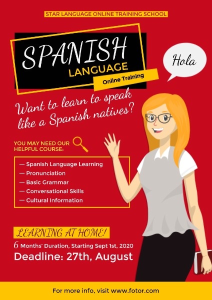 Spanish Language Online Course Poster