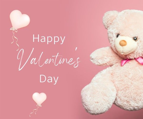valentines day, romantic, toy, Pink Bear Valentine Love Wish Facebook Post Template