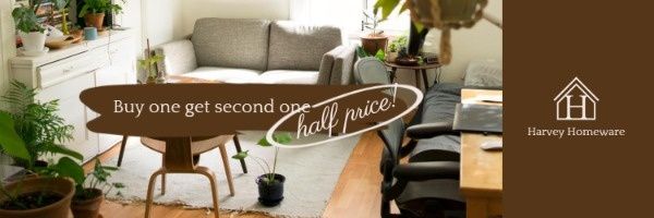 house, furniture, shop, Brown Homeware Store Sale Banner Twitter Cover Template