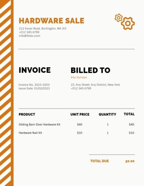 Hardware Sale Invoice Invoice