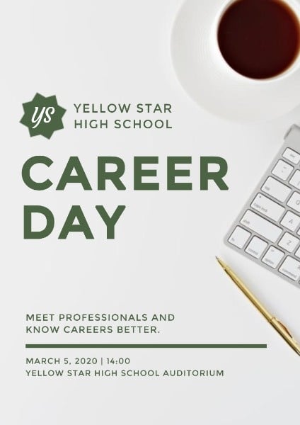 White Career Day Program Poster