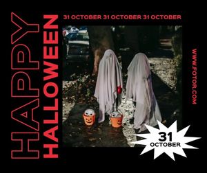 trick or treat, fun, ghost, Horror Spooky Halloween Pumpkin Greeting Facebook Post Template