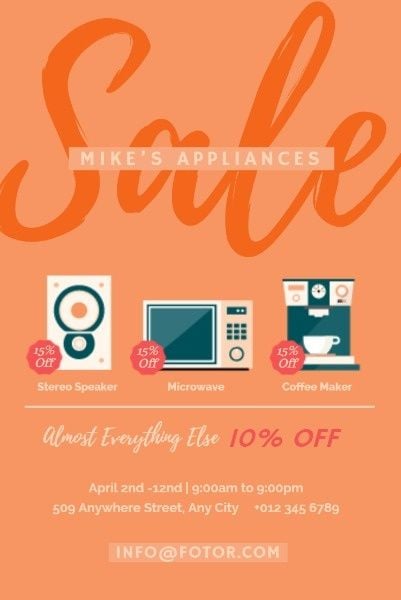 discount, electronic, store, Appliance Sale Pinterest Post Template