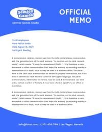 business, company, meeting, Blue Game  Memo Template