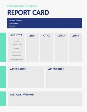 business, student, official, Middle School Background Report Card Template