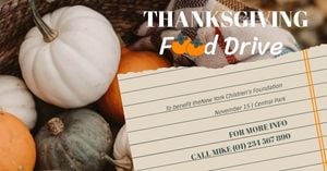cover photo, pumpkin, charity, Thanksgiving Food Drive  Facebook Event Cover Template