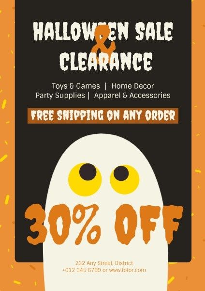 holiday, discount, promotion, Halloween Shop Sale  Poster Template