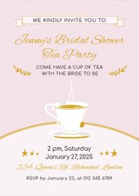 single tea parties, wedding, marriage, Bridal Shower Tea Party Invitation Template