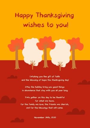wishes, happy, festival, Red And Yellow Thanksgiving Wish Poster Template