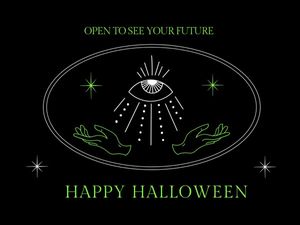 trick or treat, hand, eyes, Black Divination Happy Halloween Card Template