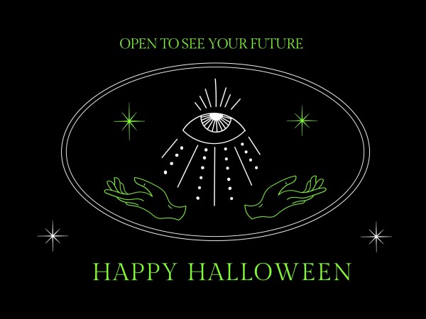 Black Divination Happy Halloween Card