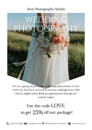marriage, company, sale, White Wedding Photography Studio Promotion Poster Template