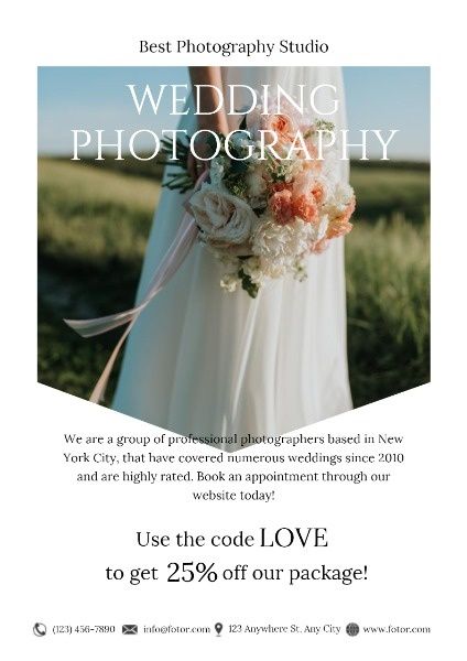 White Wedding Photography Studio Promotion Poster