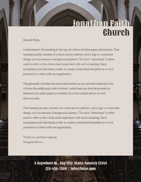 religion, life, parish, Sunday Church Letter Letterhead Template