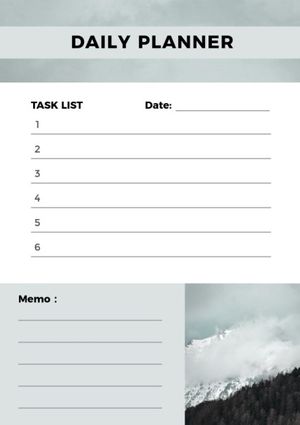 snow, mountain, date, White February Life Planner Template