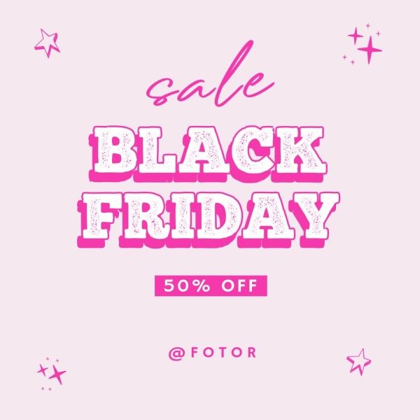 promotion, discount, stars, Pink Simple Black Friday Sale Instagram Post Template
