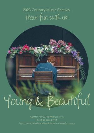concert, piano, man, Green Music Festival Poster Template