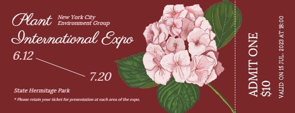 Red Blossom Plant Exhibition Ticket Ticket