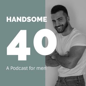 man, groom, promo, Black Handsome 40 Men Podcast Podcast Cover Template