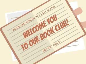 books, reading, greeting, Book Club Welcome Card Template