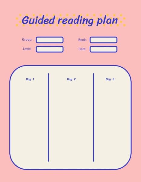 business, student, school, Pink Guided Reading Plan Lesson Plan Template