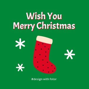 xmas, greeting, holiday, Green Cute Merry Christmas Social Media Post Instagram Post Template