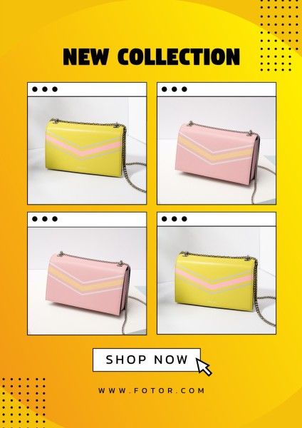 new arrival, promotion, bags, Yellow Photo Collage Windows Frames Product New Collection Poster Template