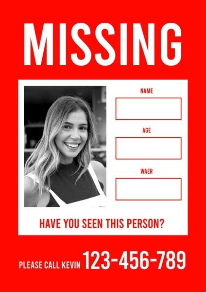 Red Missing Person Poster