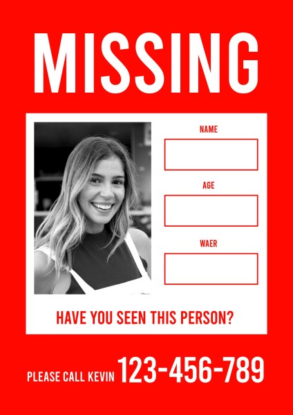 blank missing person poster