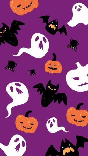 Purple Cartoon Halloween Mobile Wallpaper Template and Ideas for Design |  Fotor