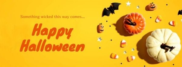 Yellow Happy Halloween Wish Facebook Cover