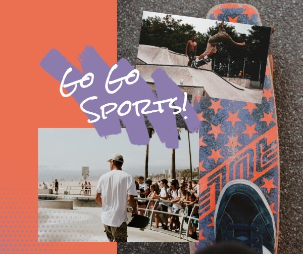 Orange Skateboard Sports Collage Facebook Post