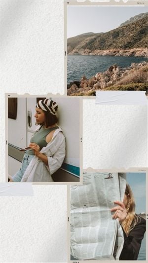 life, fashion, daily, White Newpaper Girl By The Sea Photo Collage 9:16 Template
